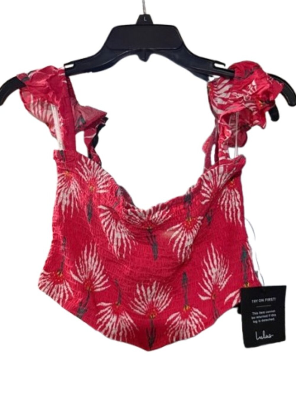 NWT Lulu's Flower Up Pink Floral Print Crop Top Size M